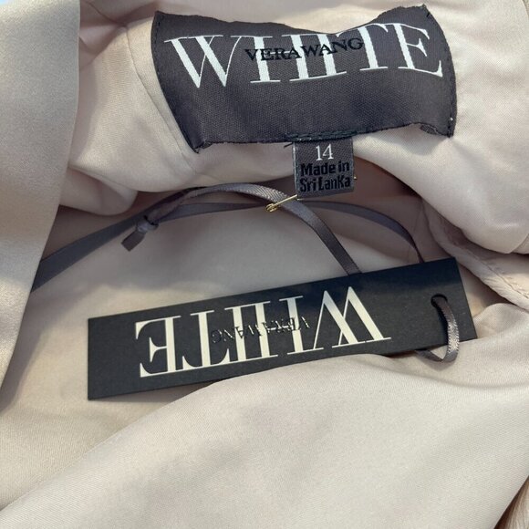 Vera Wang White Chiffon Cascading Skirt Plus-Size Event Maxi Dress Sz 14 - Picture 7 of 12